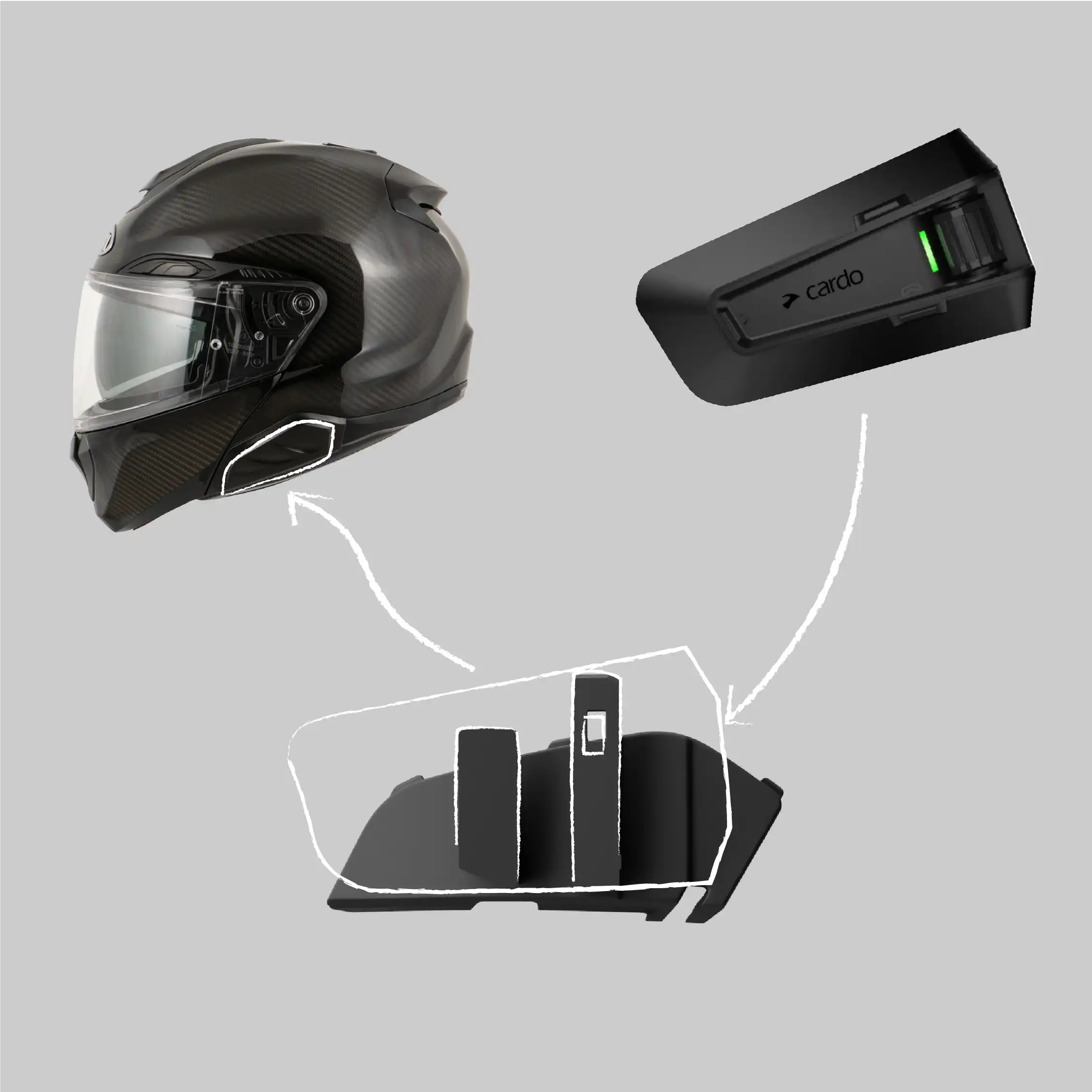 Adapter for HJC Helmets to Cardo Edge/Pro/Neo Intercoms