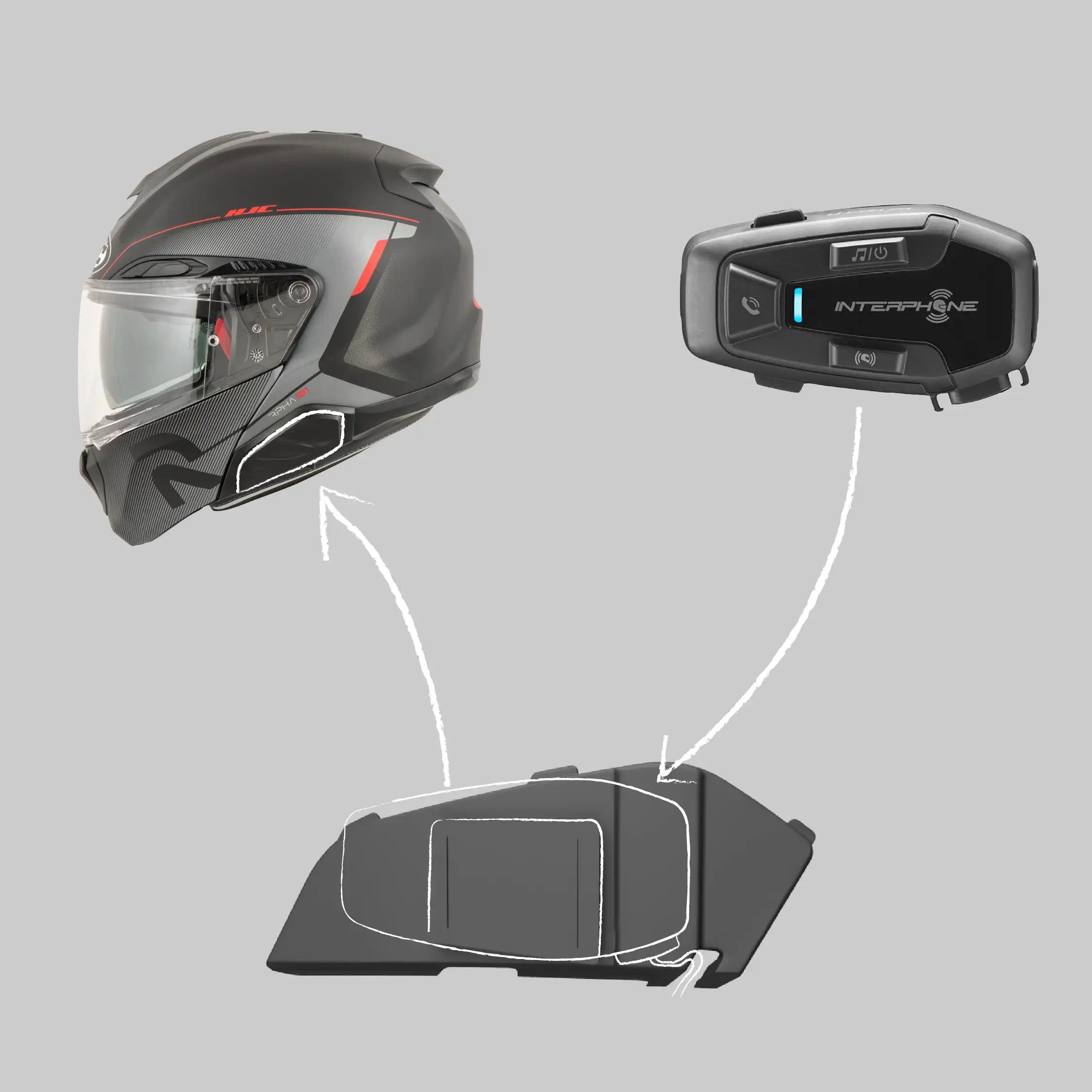 Adapter for HJC Helmets to Interphone U-Comm