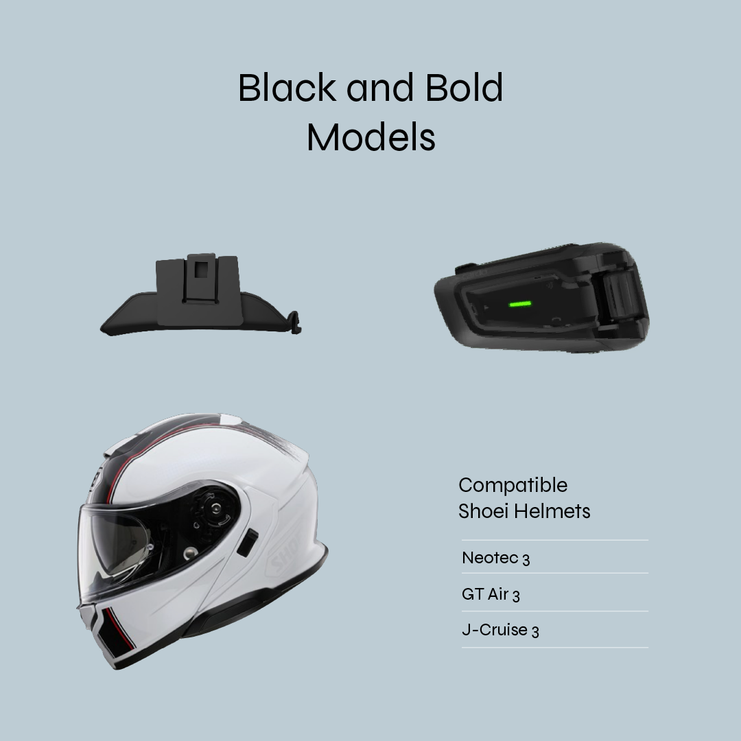 Adapter for Shoei Neotec 3 / GT-Air 3 to Cardo Bold / Black