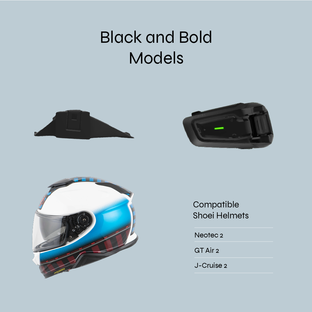 Adapter for Shoei Neotec 2 / GT-Air 2 to Cardo Bold / Black