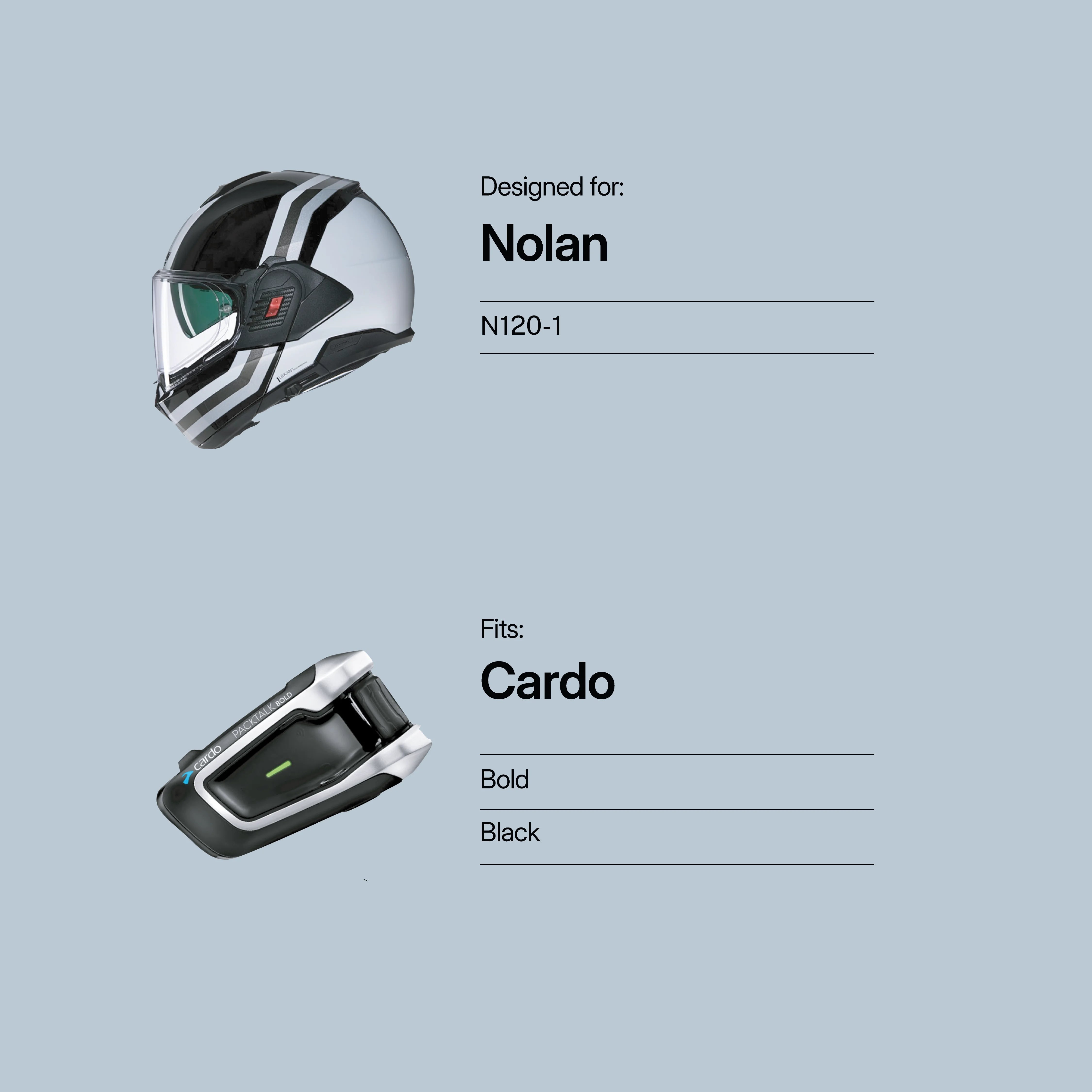 Nolan (N120-1) to Cardo (Black, Bold) Adapter