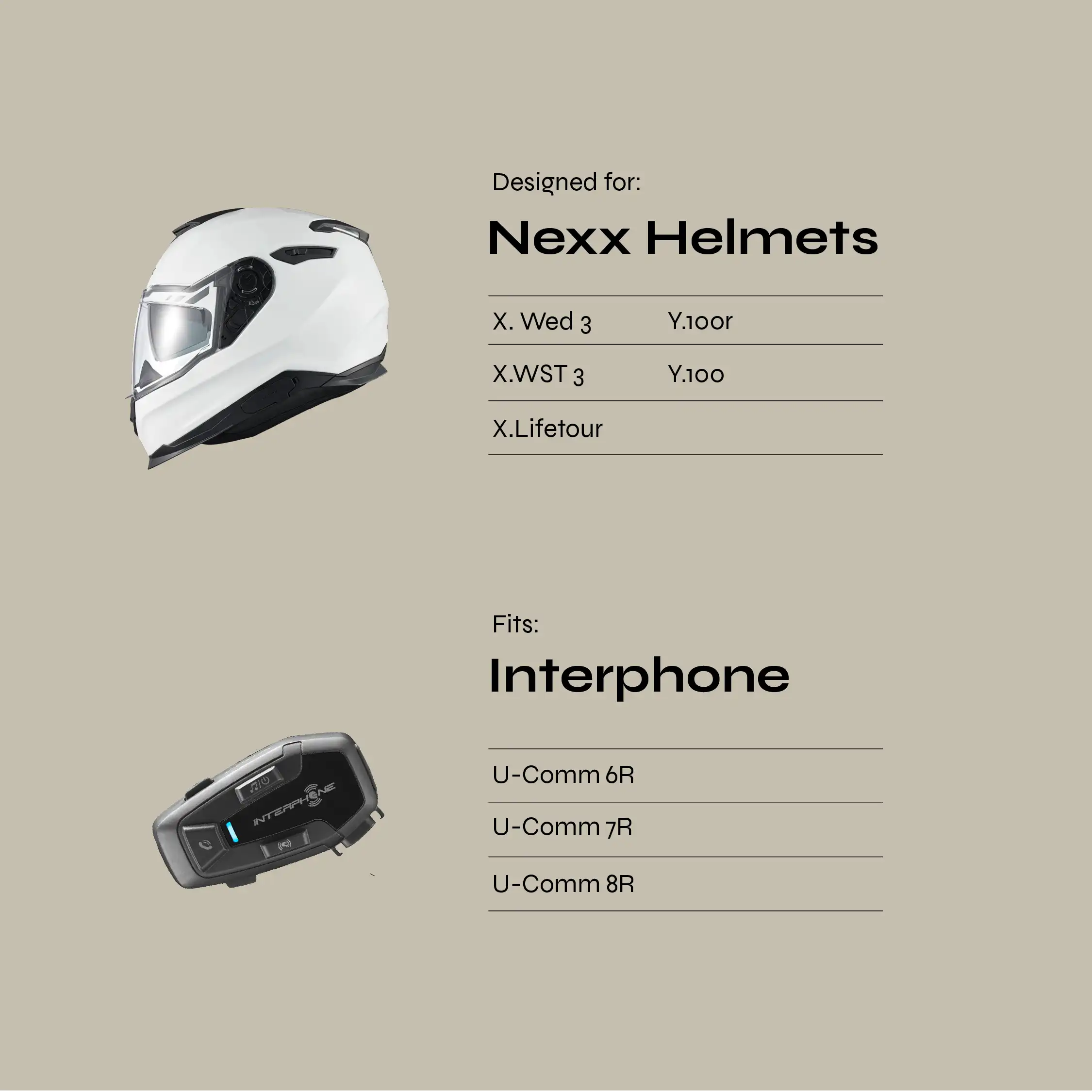 Adapter for Nexx Helmets to Interphone UComm 6R / 7R / 8R