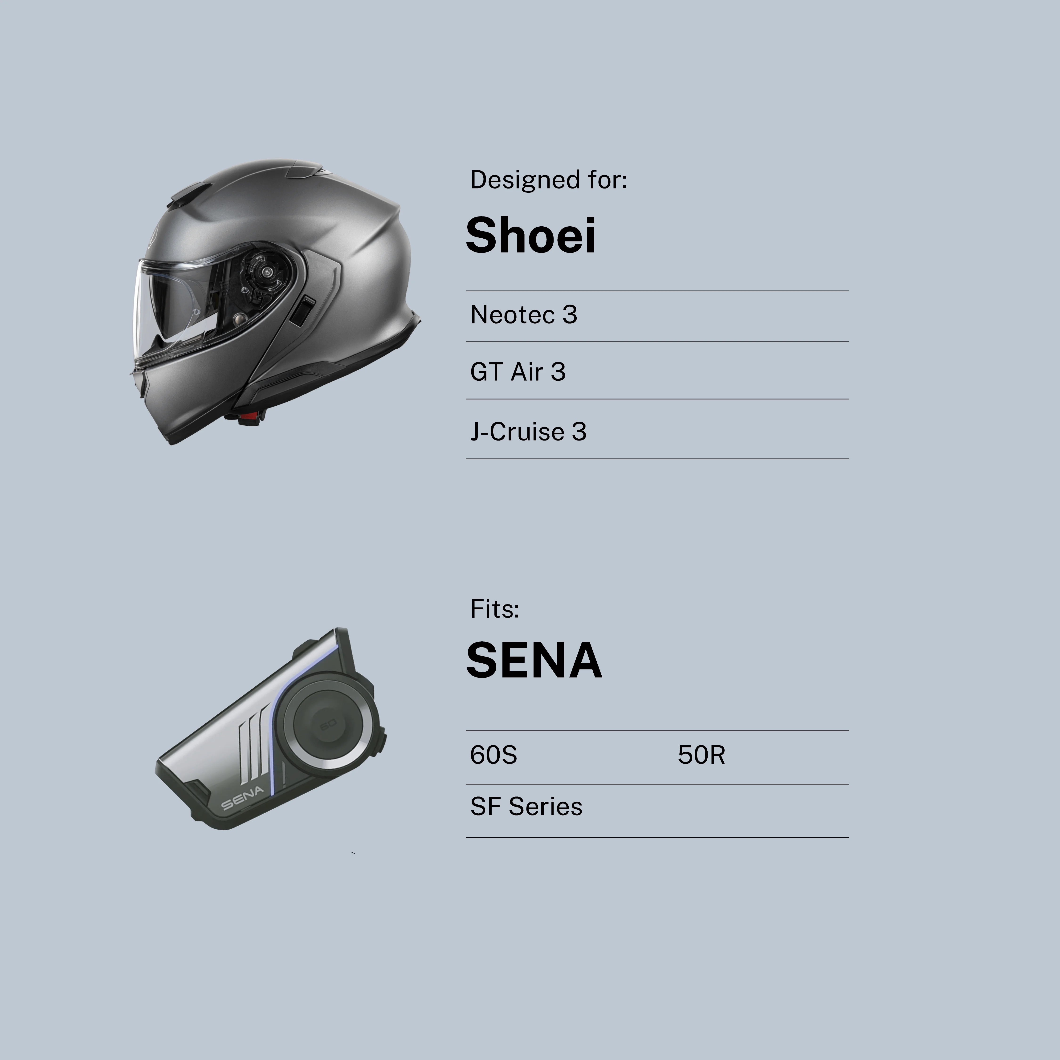 Adapter for Shoei Neotec 3 / GT-Air 3 Helmets to SENA 60s / 50R / SF Series