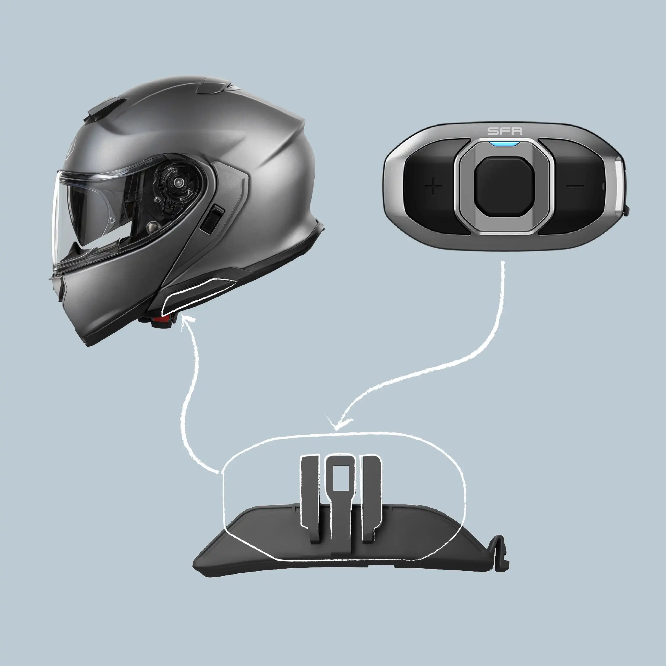 Adapter for Shoei Neotec 3 / GT-Air 3 Helmets to Sena 60s / SF