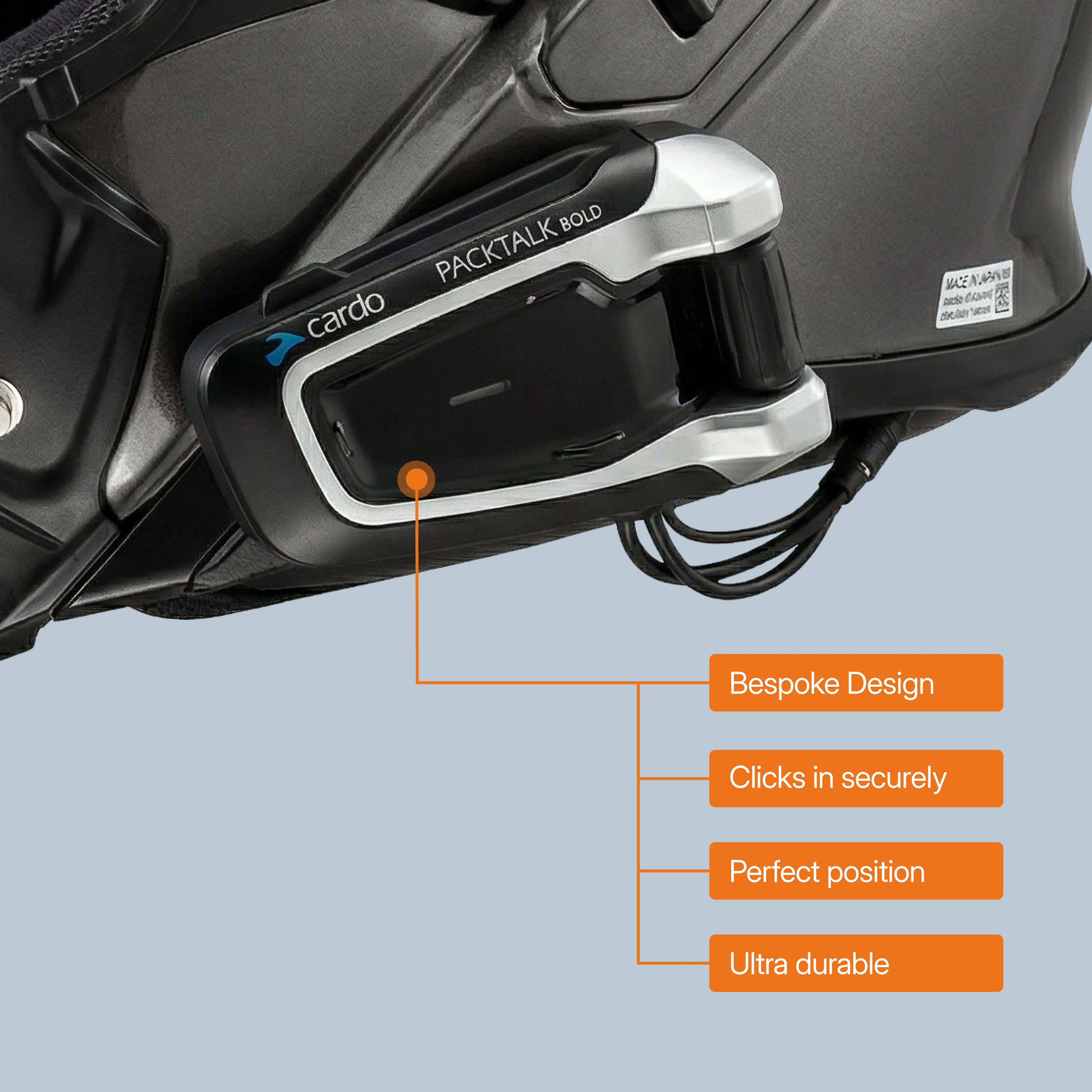 Adaptador para Shoei Neotec 2 y GT Air 2 a Cardo Bold / Negro / Packtalk