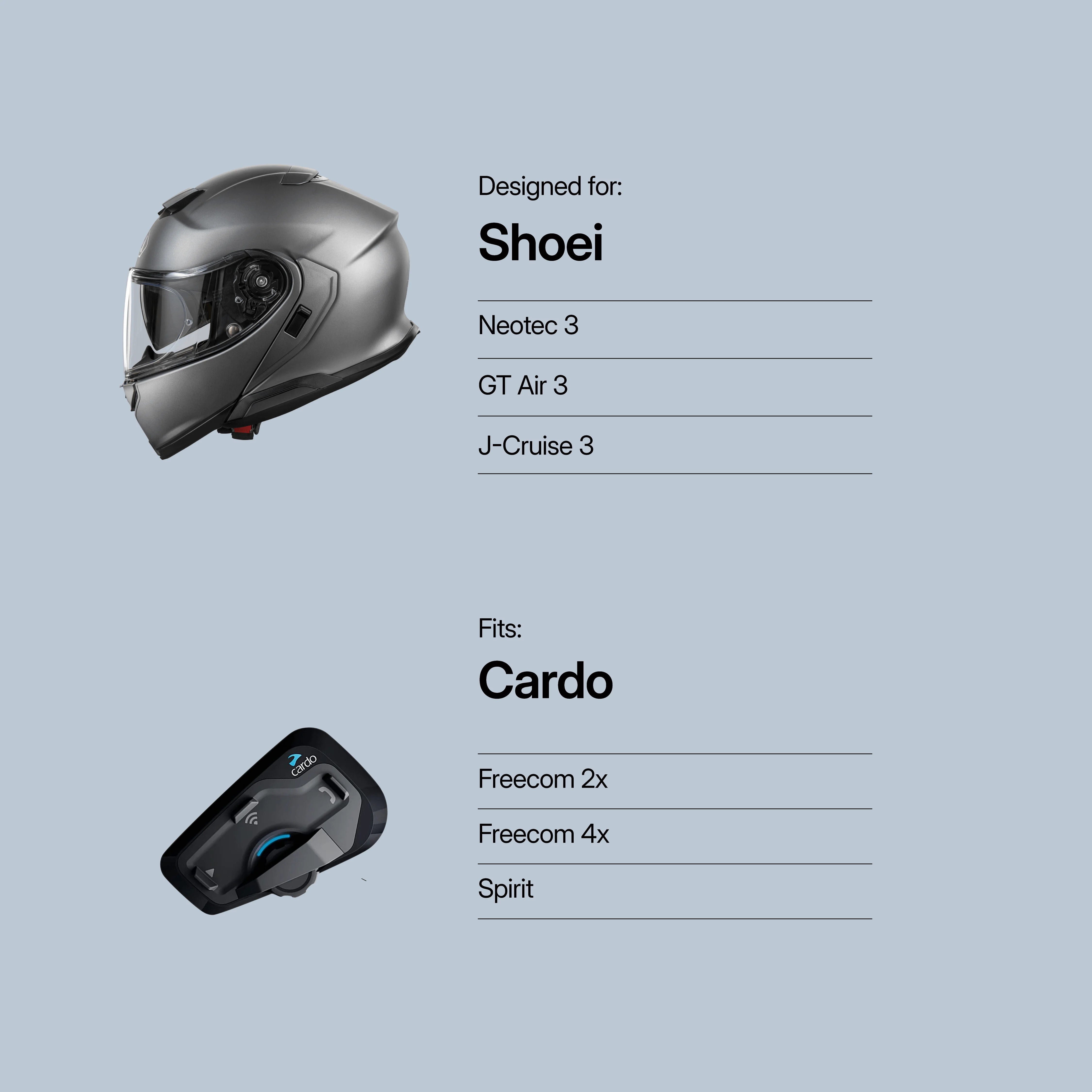 Shoei (Neotec 3/GT-Air 3/J-Cruise 3) to Cardo (Freecom/Spirit) Adapter