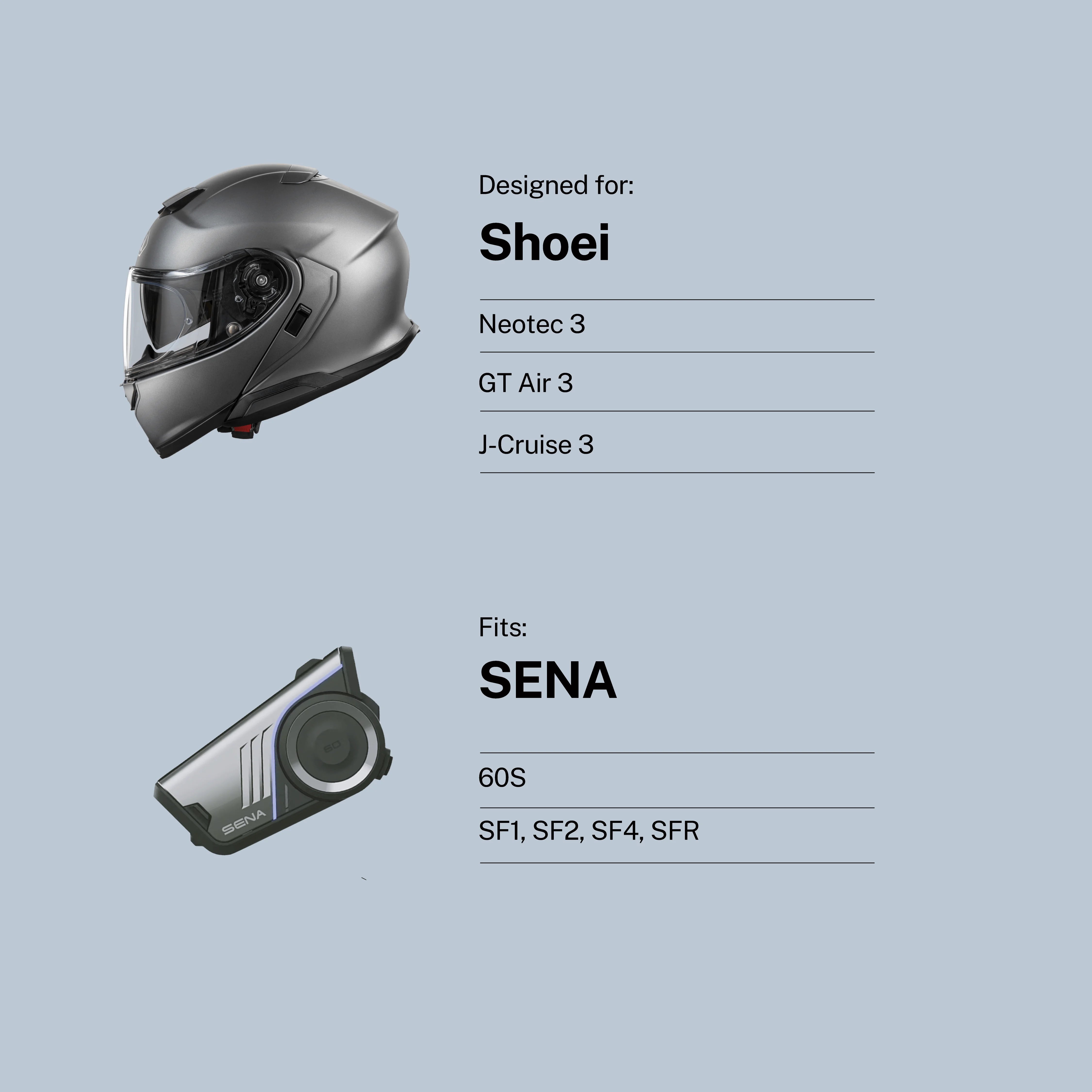 Shoei (Neotec 3/GT-Air 3/J-Cruise 3) to SENA (60S/SF Series) Adapter