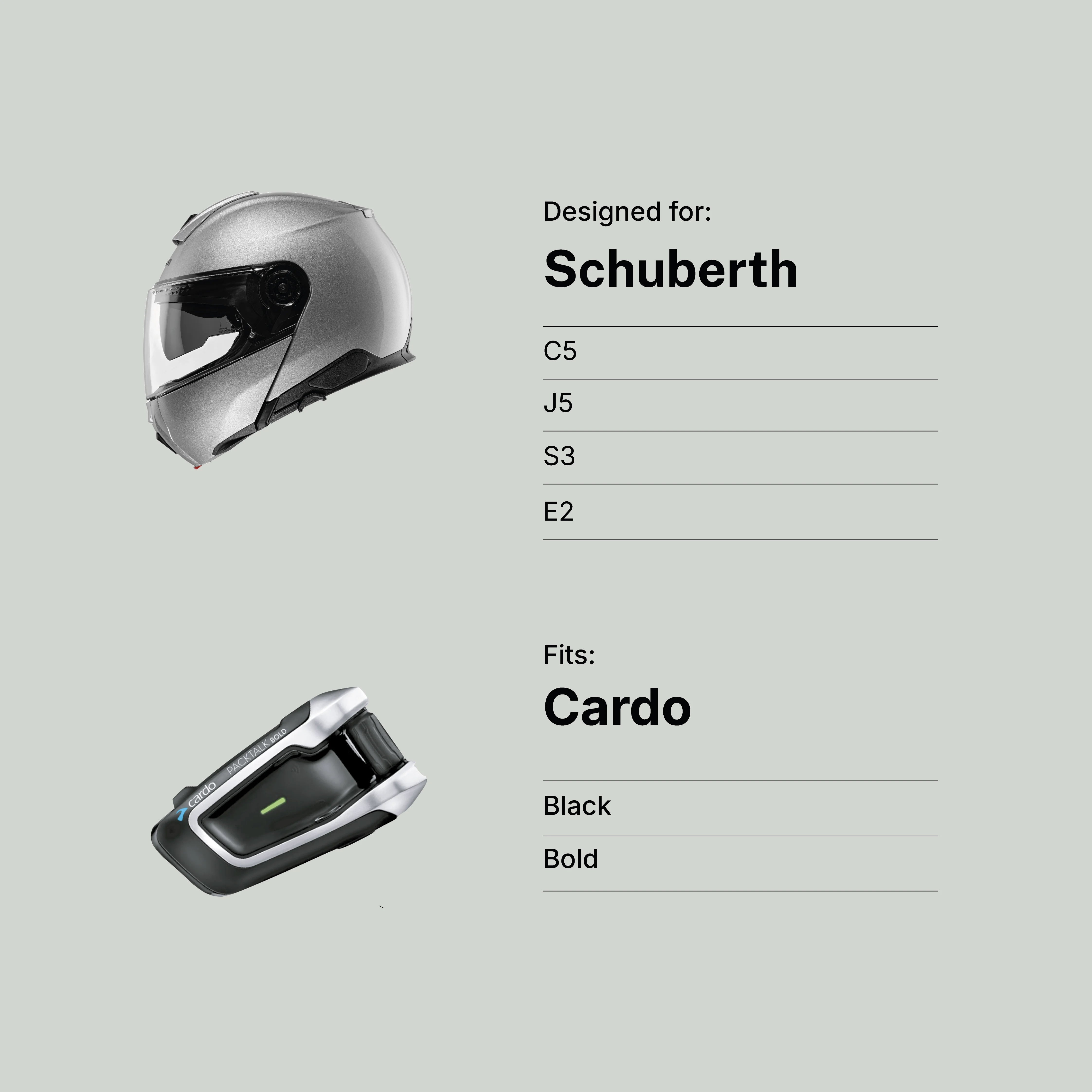 Schuberth (C5/J5/S3/E2) to Cardo (Black/Bold) Adapter