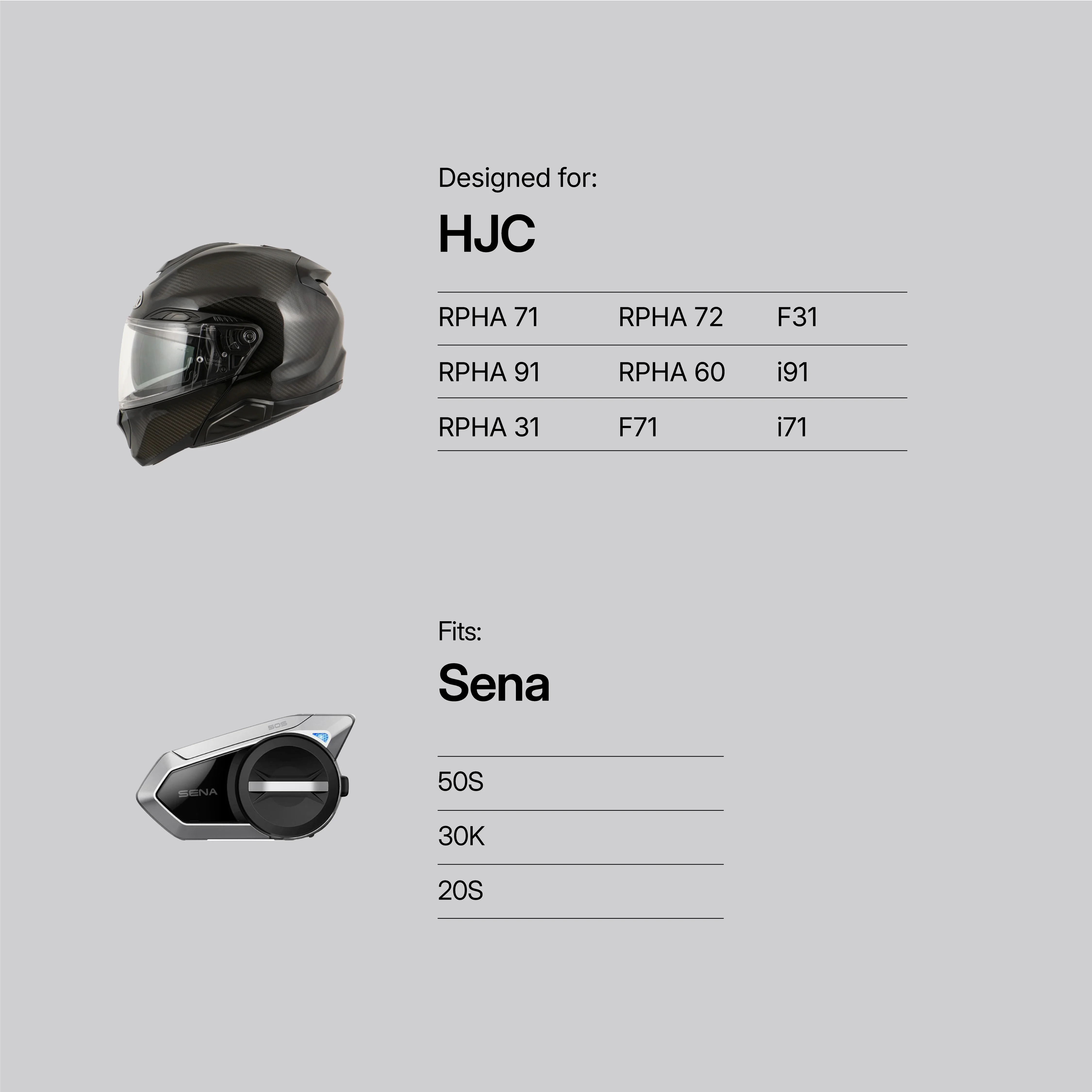Adaptateur pour casques HJC vers Sena 50s / 20s / 30k