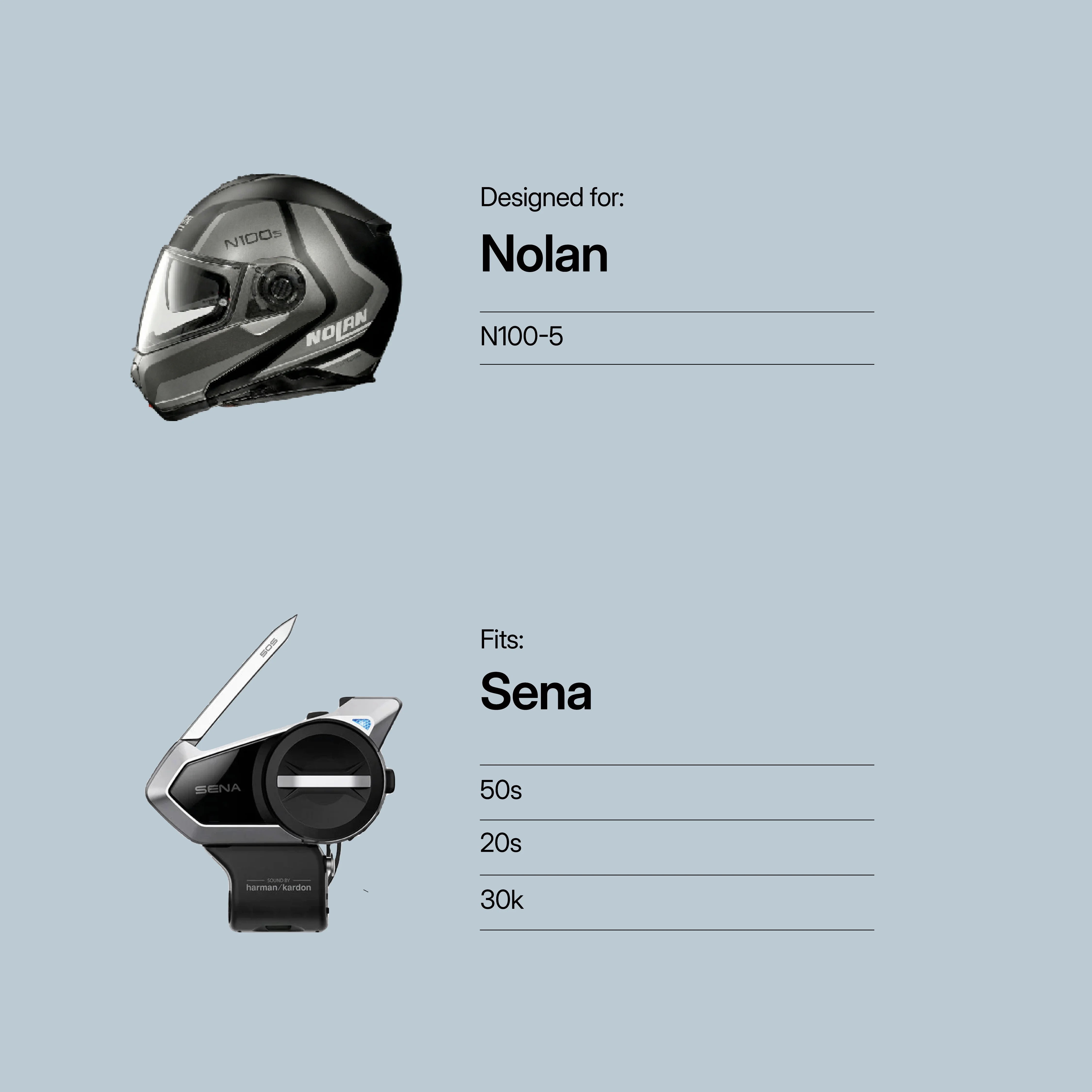Nolan (N100-5) to Sena (50S/20S/30K)