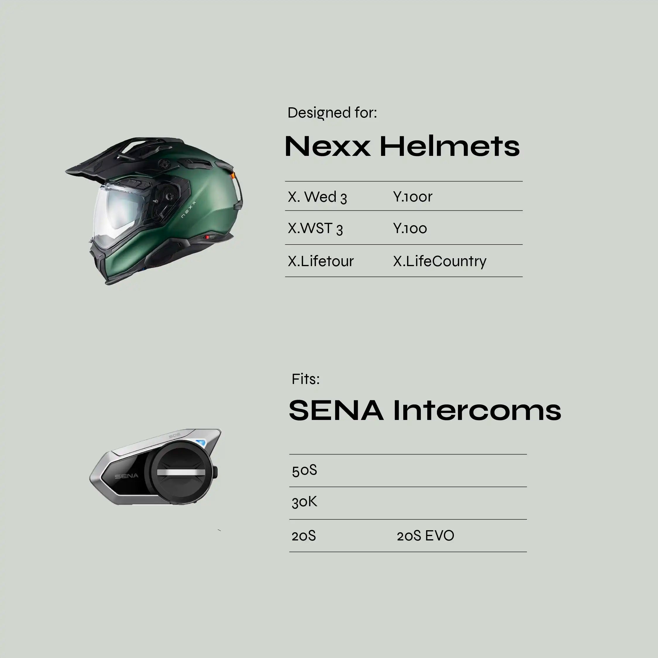 Adapter for Nexx Helmets to Sena 50s / 20s / 30k