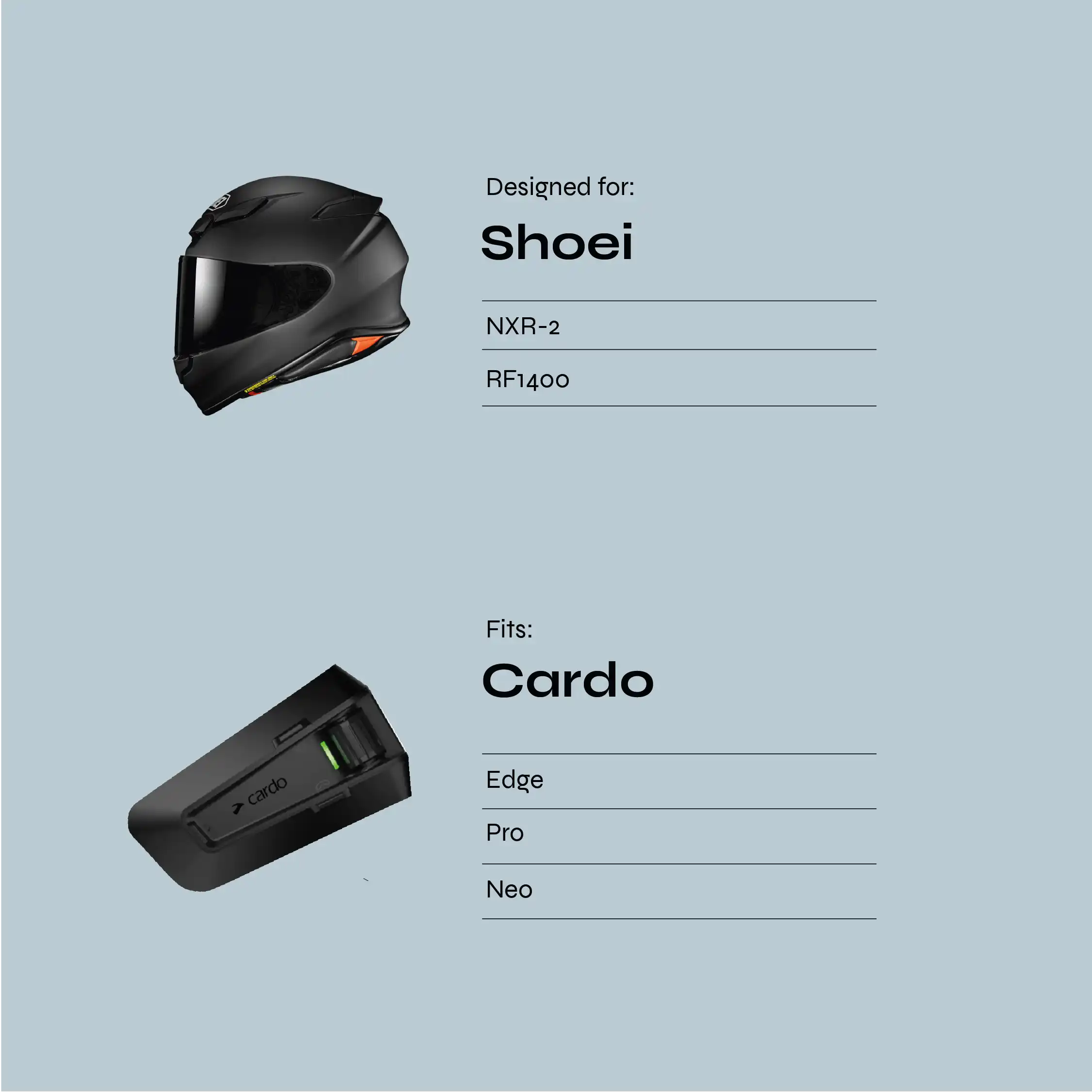 Pre-Order: Shoei NXR-2 / RF1400 to Cardo Edge, Pro, Neo