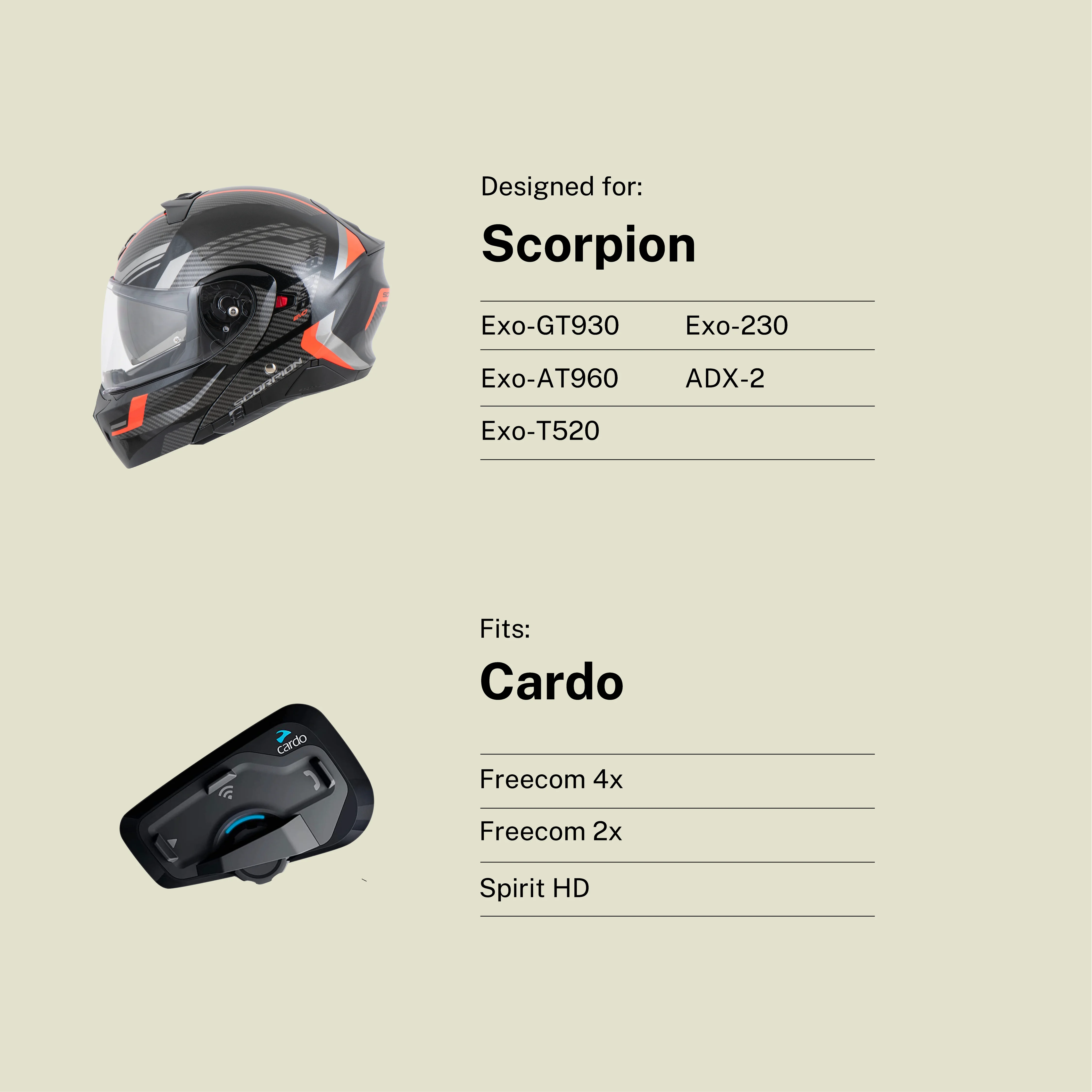 Adapter for Scorpion Helmets to Cardo Freecom / Spirit