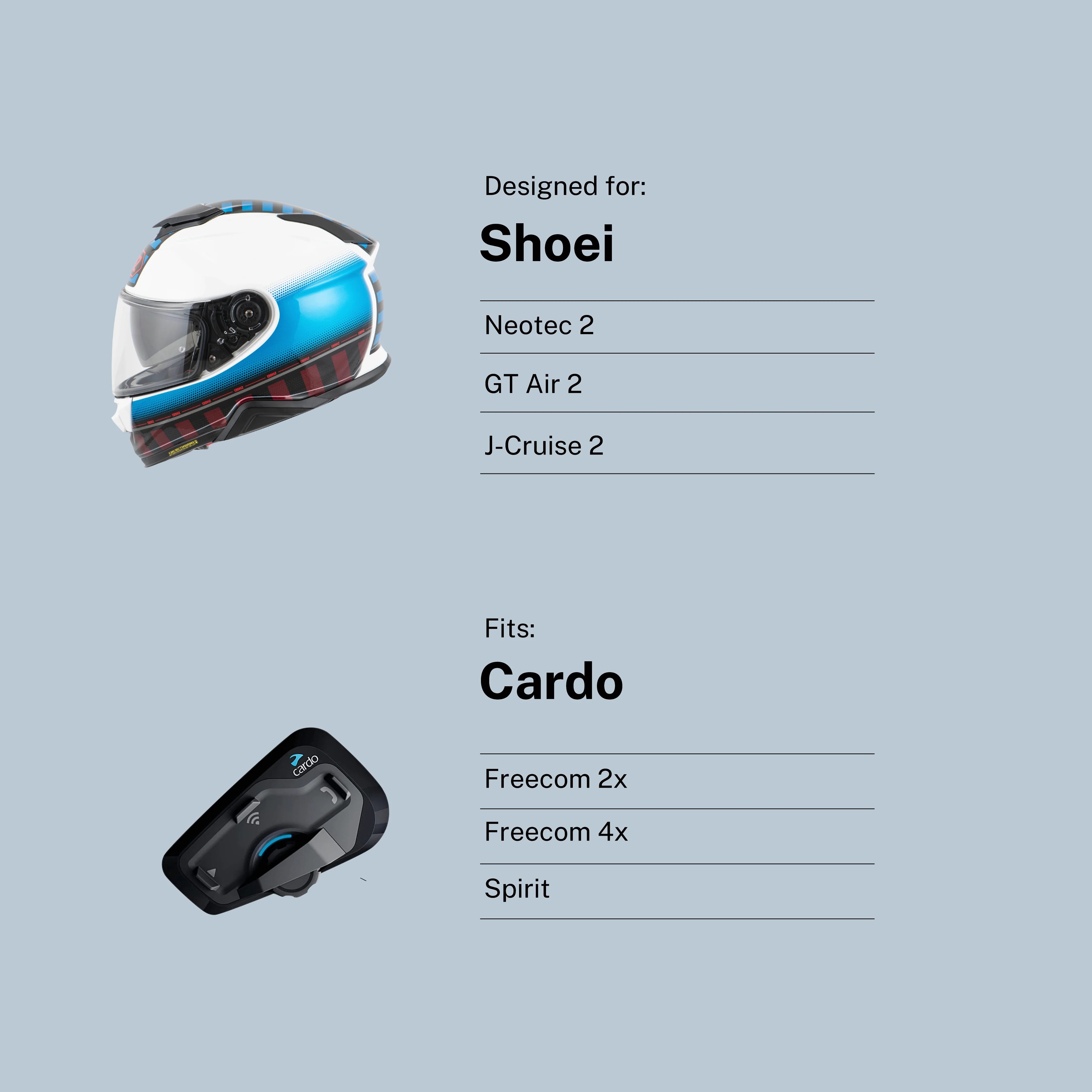 Adapter for Shoei Neotec 2 / GT-Air 2 to Cardo Freecom / Spirit