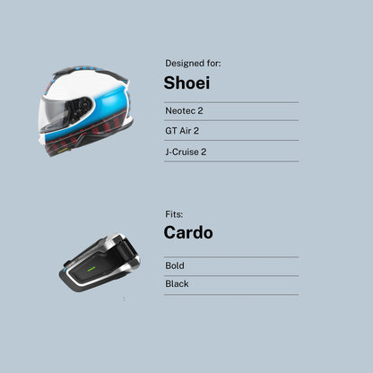 Adapter for Shoei Neotec 2 / GT-Air 2 to Cardo Bold / Black