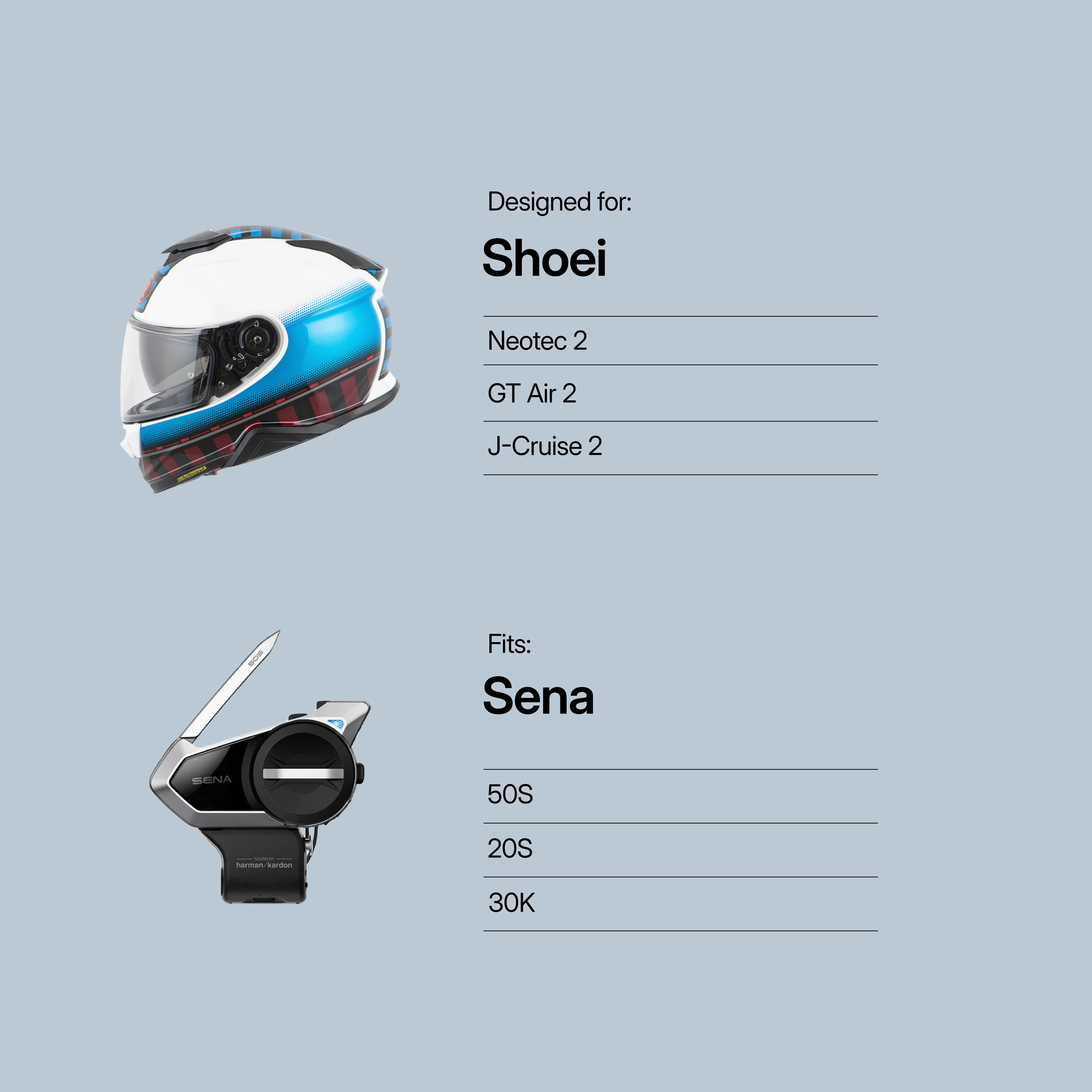 Shoei (Neotec 2/GT-Air 2/ J-Cruise 2) to Sena (50S/20S/30K) Adapter