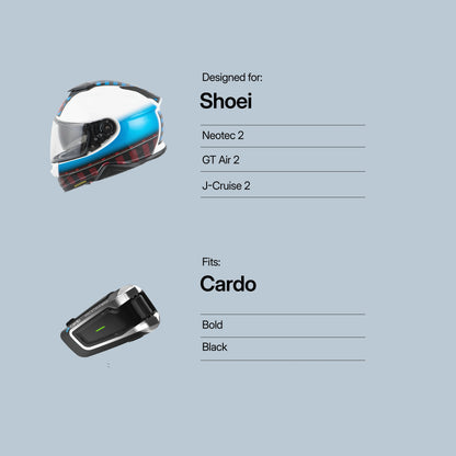 Adaptador para Shoei Neotec 2 y GT Air 2 a Cardo Bold / Negro / Packtalk