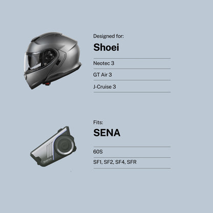 Shoei (Neotec 3/GT-Air 3/J-Cruise 3) to SENA (60S/SF Series) Adapter