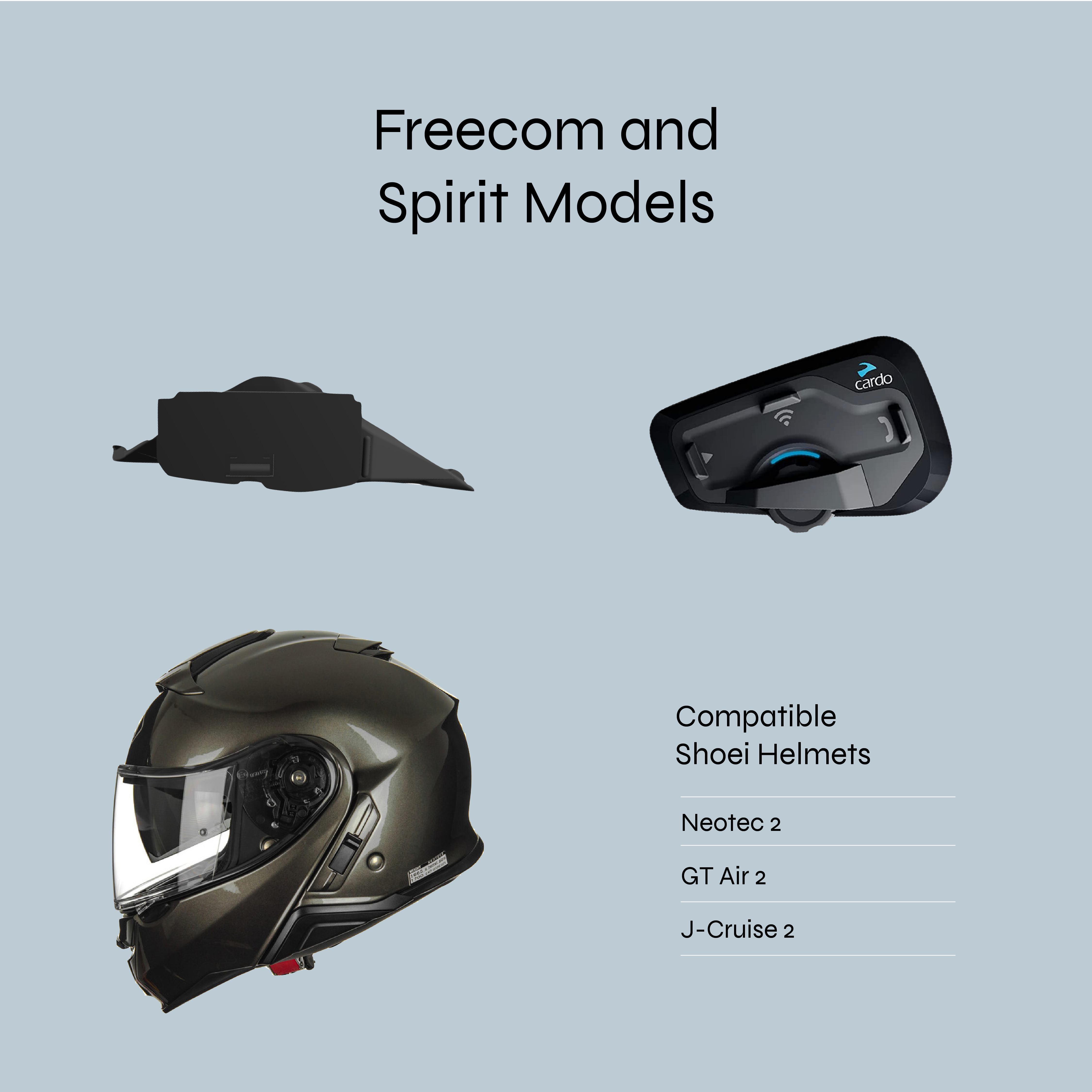 Adapter for Shoei Neotec 2, GT Air 2 to Cardo Freecom 4X / 2X / Spirit